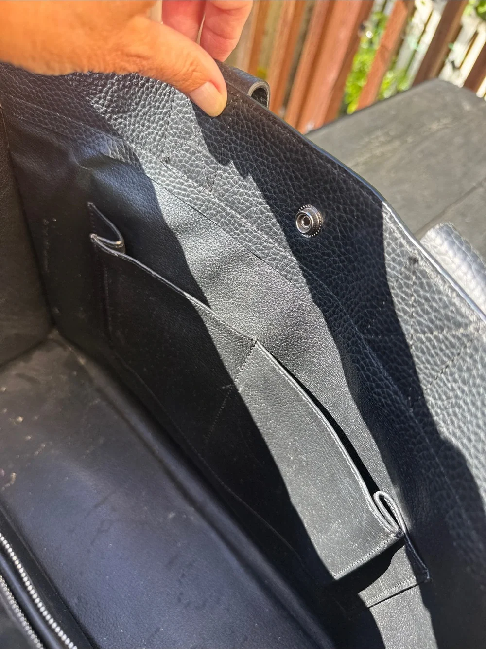 Hermes Black Pebbled Leather Tote Briefcase - vintage early 2000s.